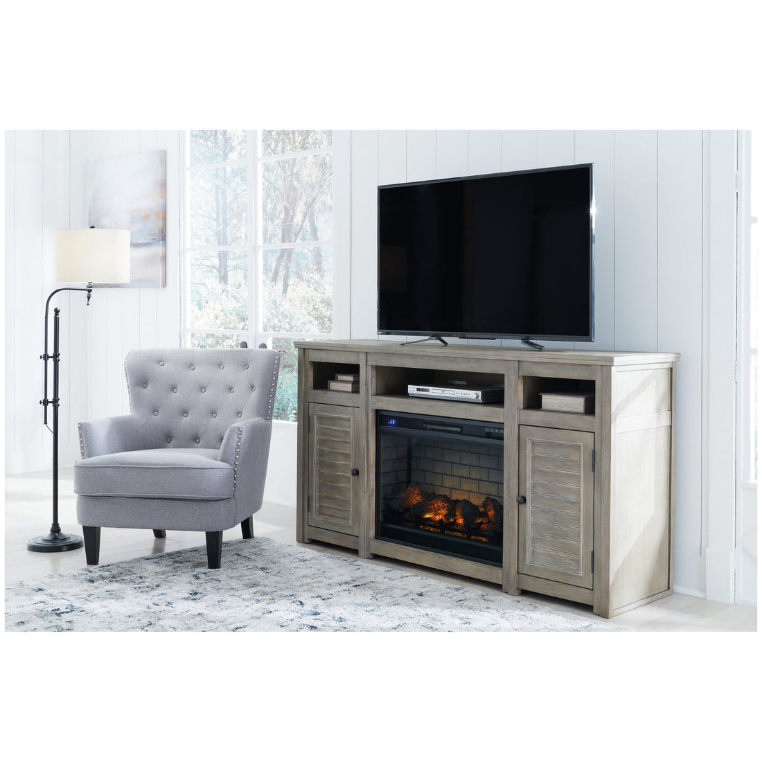 Moreshire 72&quot; TV Stand with Electric Fireplace Ash-W659W1