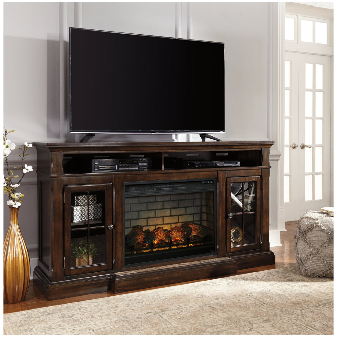 Roddinton 72&quot; TV Stand with Electric Fireplace Ash-W701W8