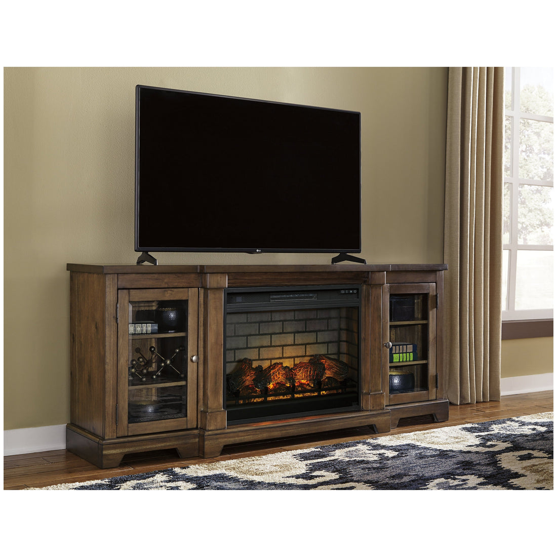 Flynnter 75&quot; TV Stand with Electric Fireplace Ash-W719W2