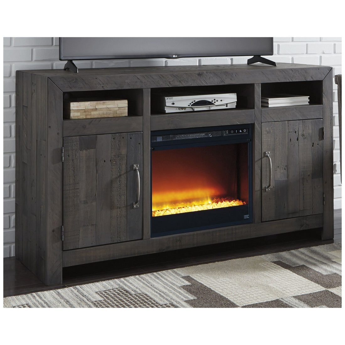 Mayflyn Large TV Stand with Fireplace Ash-W729W4