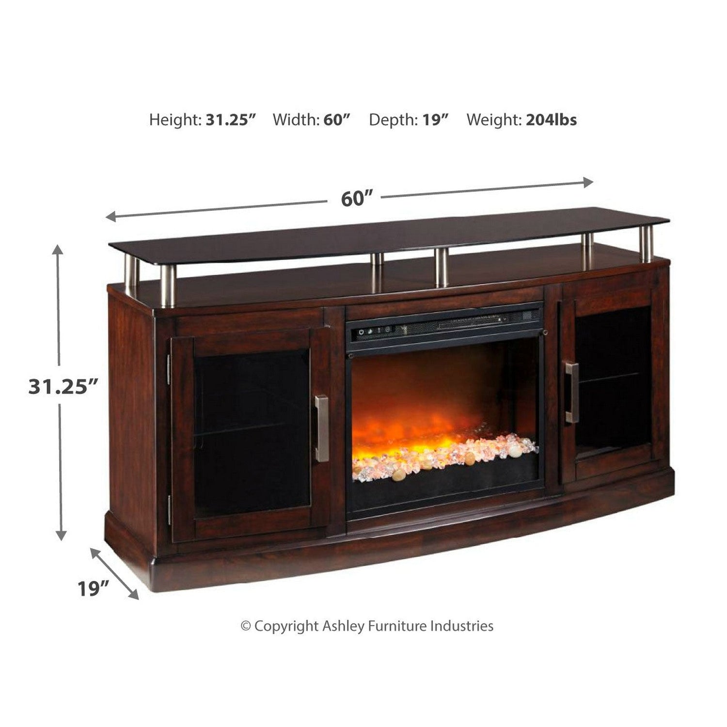 Chanceen 60&quot; TV Stand with Electric Fireplace Ash-W757W3