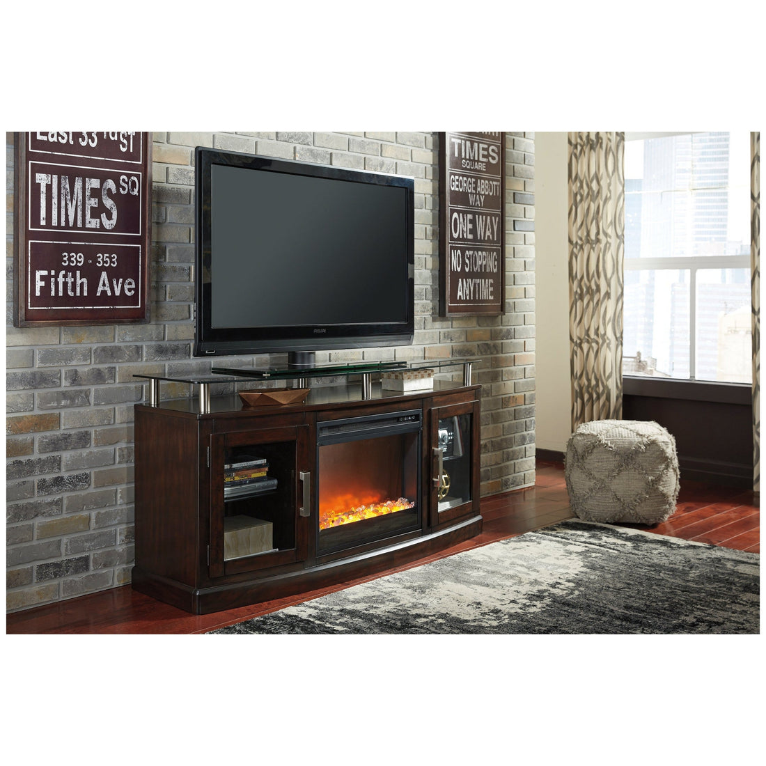 Chanceen 60&quot; TV Stand with Electric Fireplace Ash-W757W3