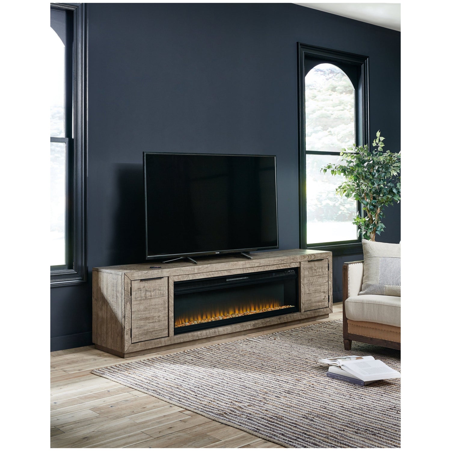 Krystanza TV Stand with Electric Fireplace Ash-W760W1