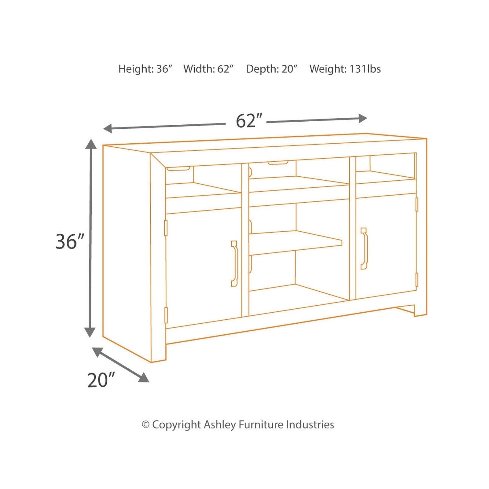 Sommerford 62&quot; TV Stand Ash-W775-48