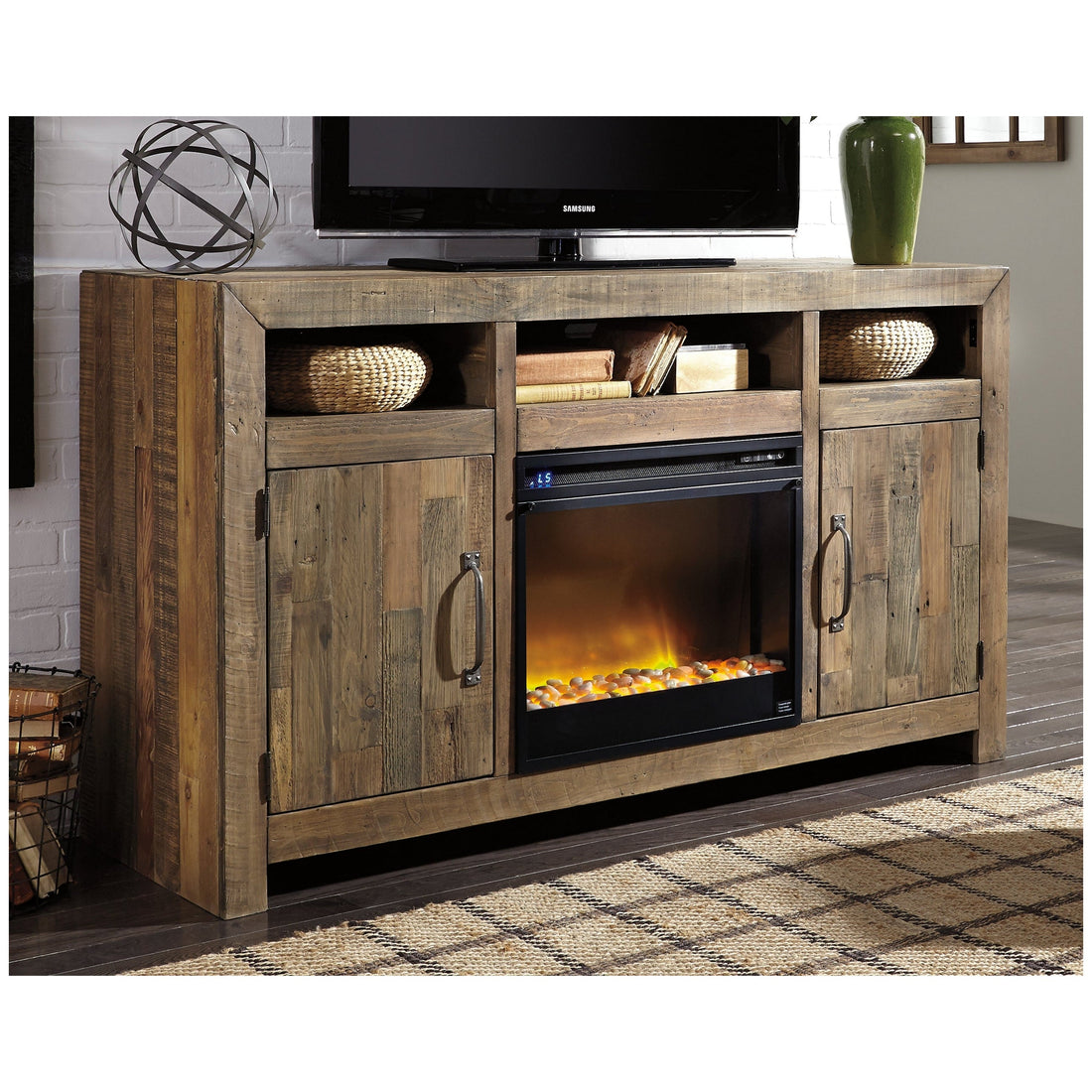 Sommerford 62&quot; TV Stand with Electric Fireplace Ash-W775W1