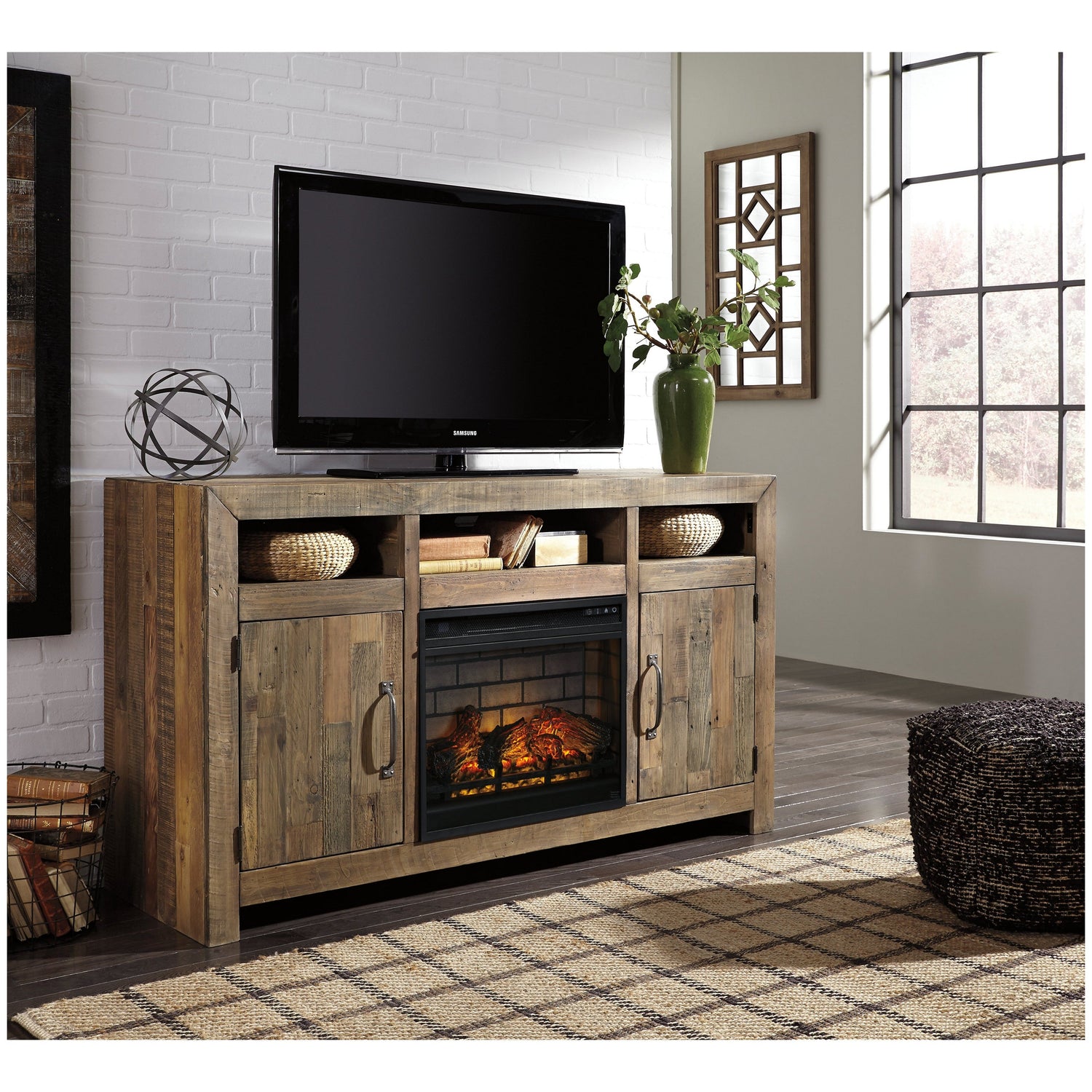 Sommerford 62&quot; TV Stand with Electric Fireplace Ash-W775W4