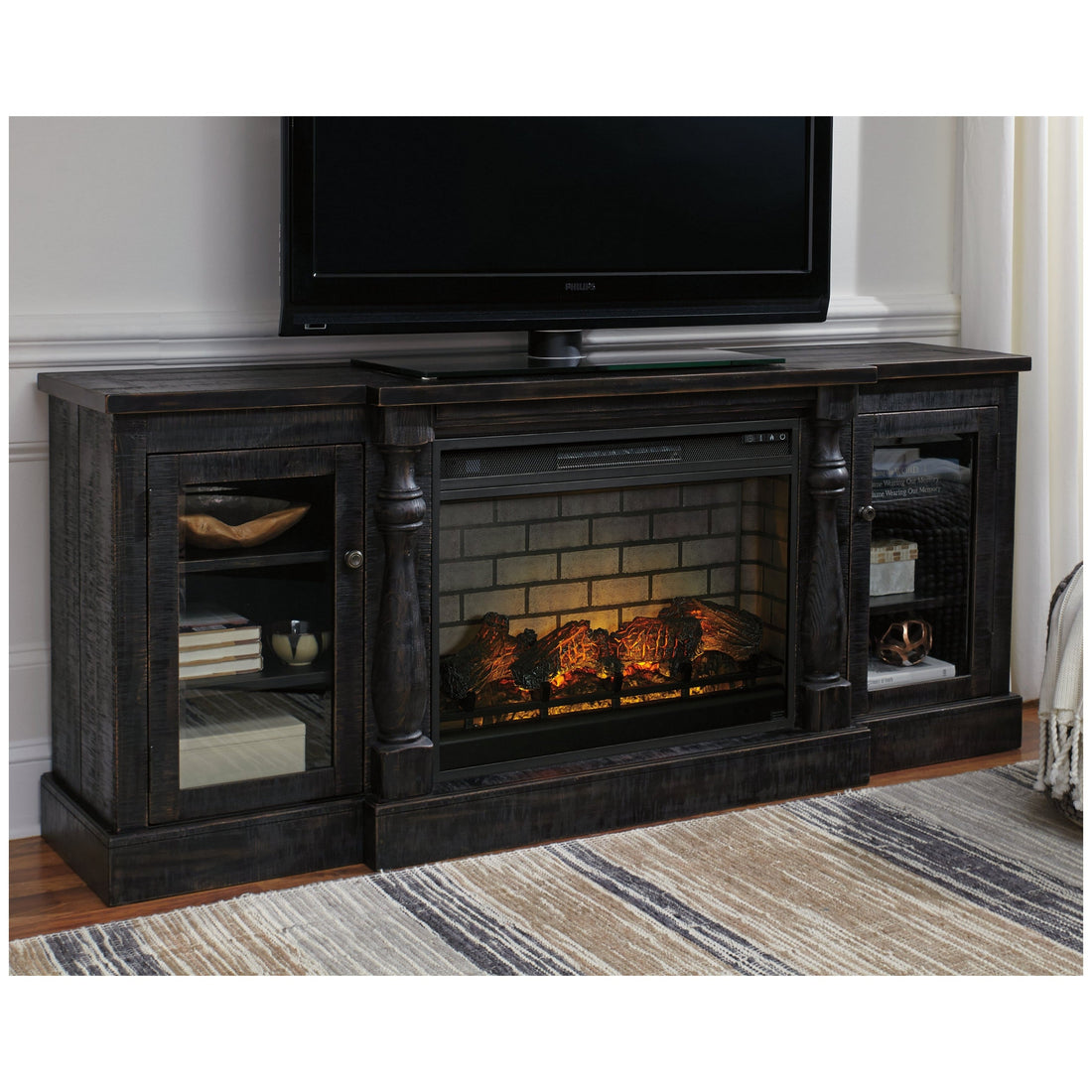 Mallacar 75&quot; TV Stand with Electric Fireplace Ash-W880W2