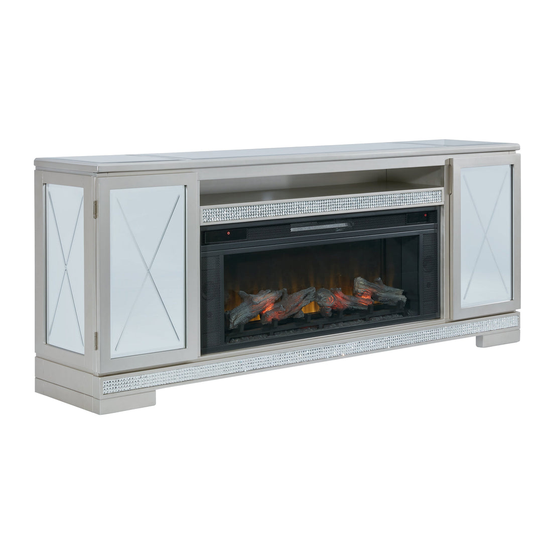 Flamory 72&quot; TV Stand with Electric Fireplace Ash-W910W1