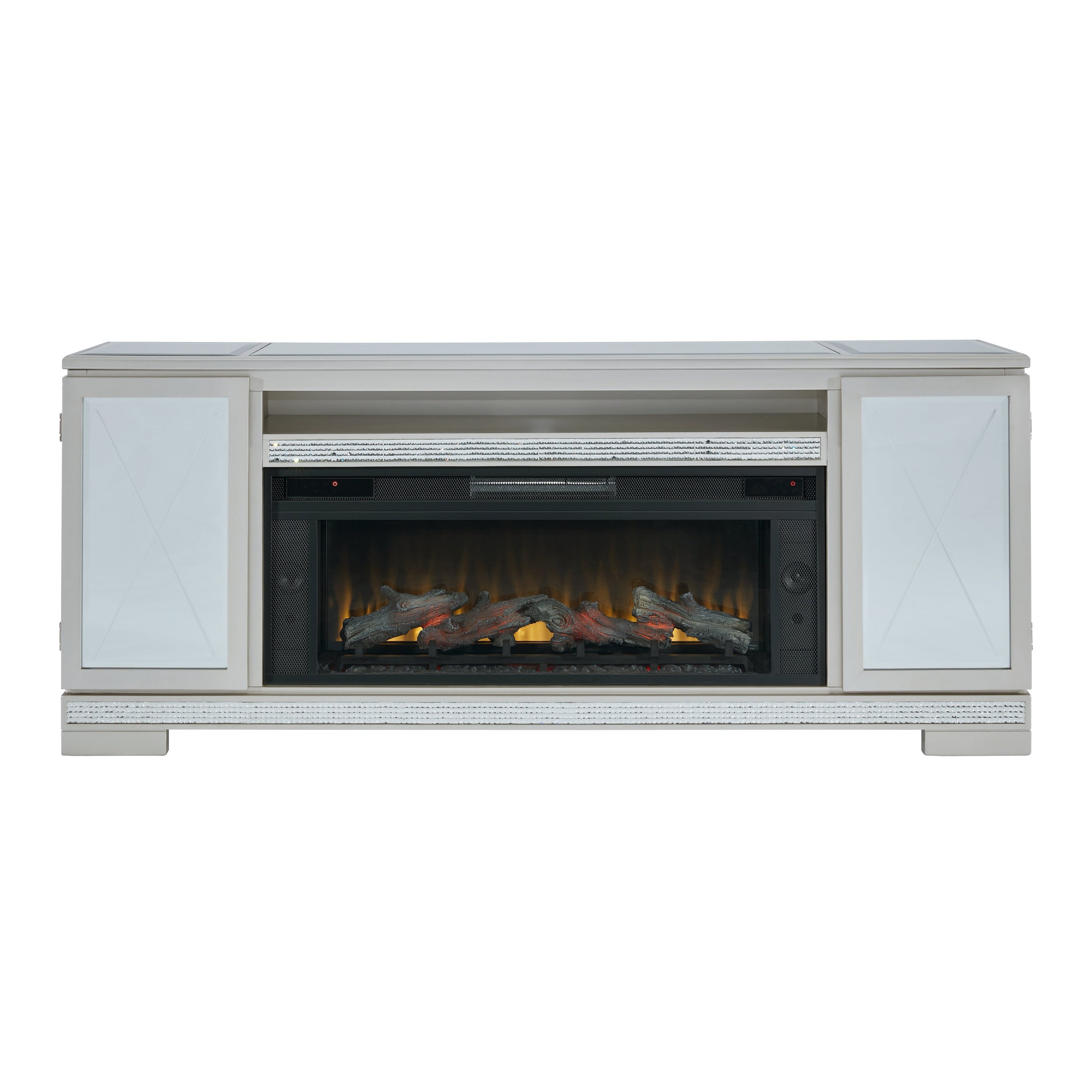 Flamory 72&quot; TV Stand with Electric Fireplace Ash-W910W1