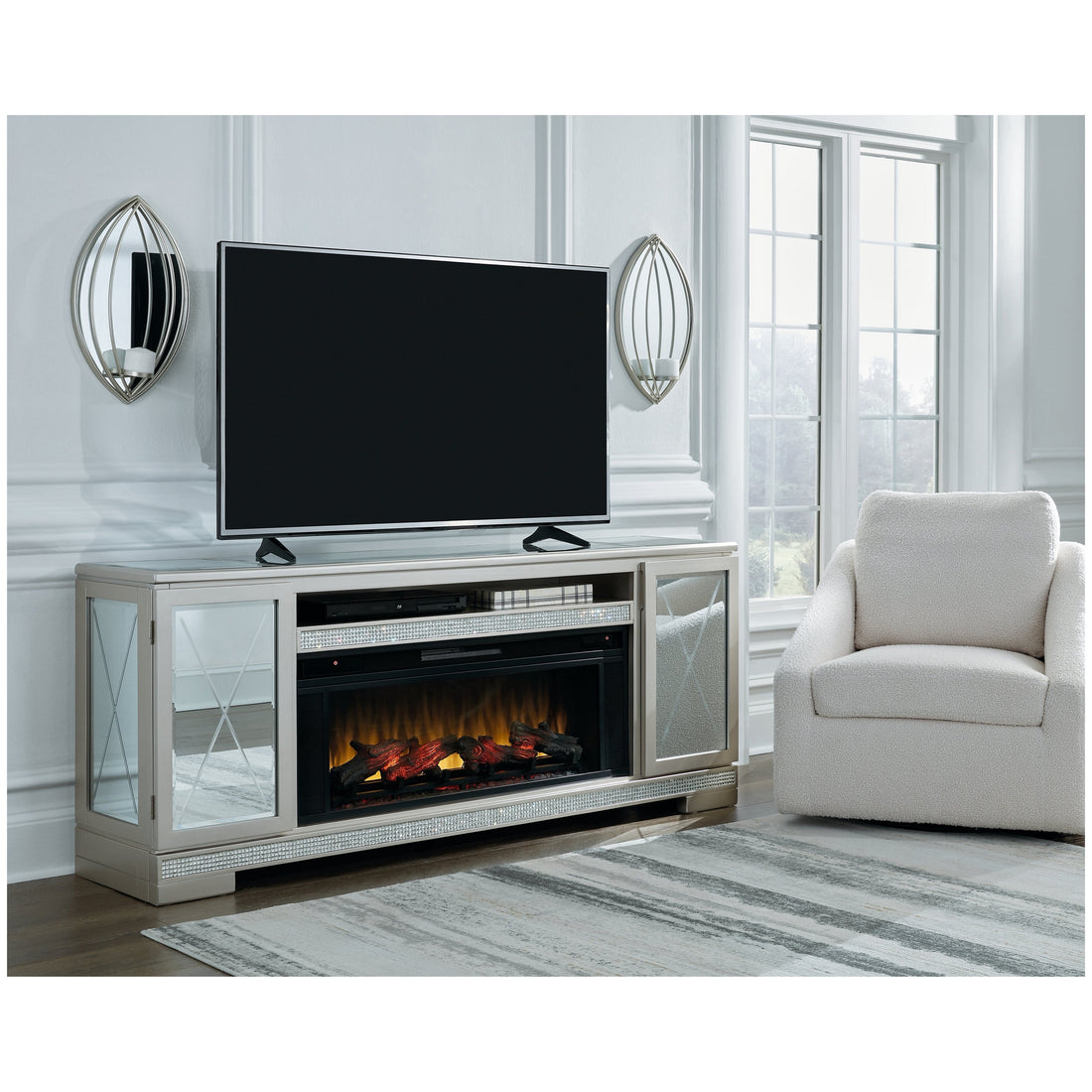 Flamory 72&quot; TV Stand with Electric Fireplace Ash-W910W1
