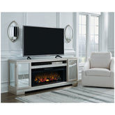 Flamory 72" TV Stand with Electric Fireplace Ash-W910W1