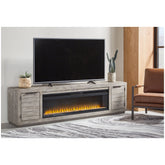 Naydell 92" TV Stand with Electric Fireplace Ash-W996W1