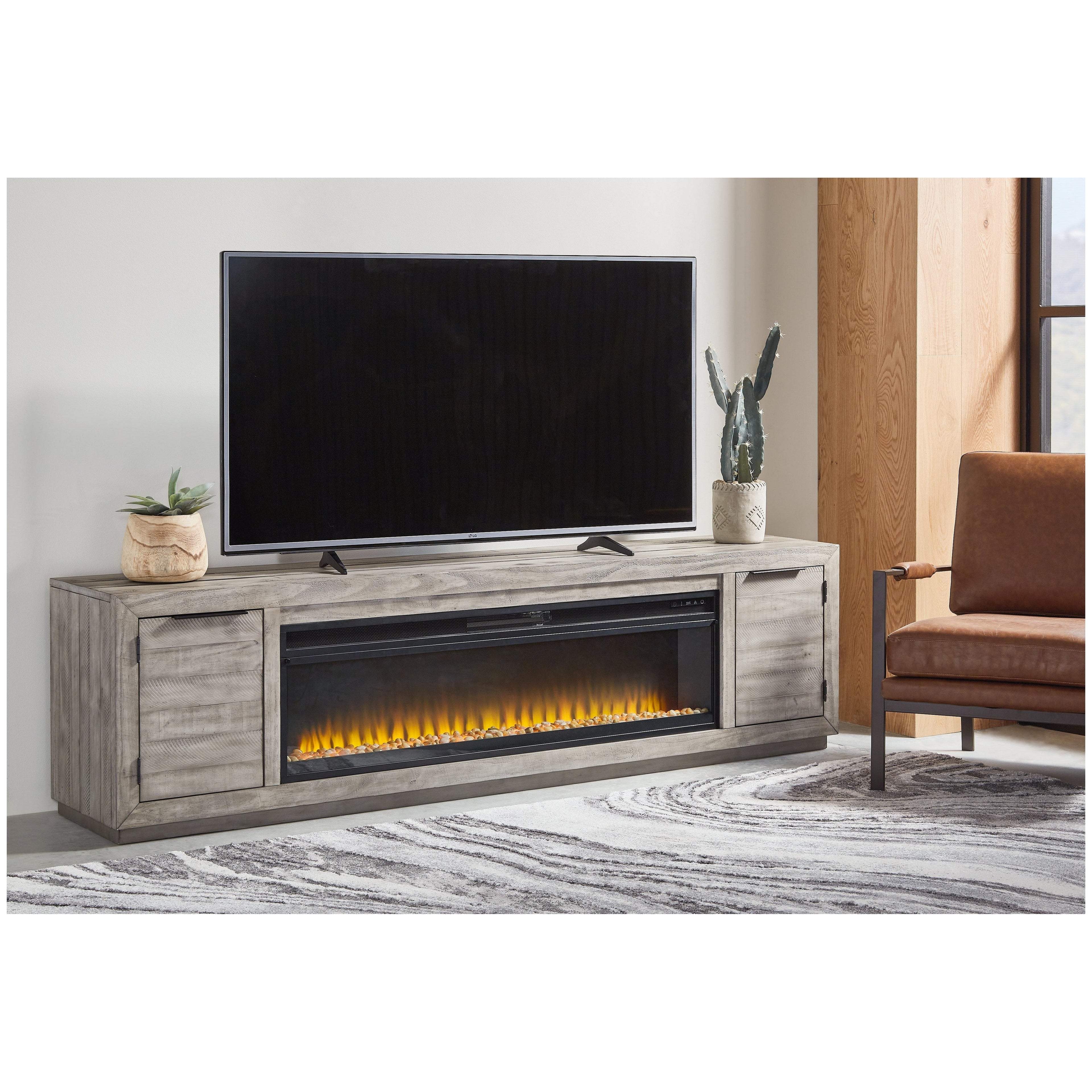 Naydell 92&quot; TV Stand with Electric Fireplace Ash-W996W1