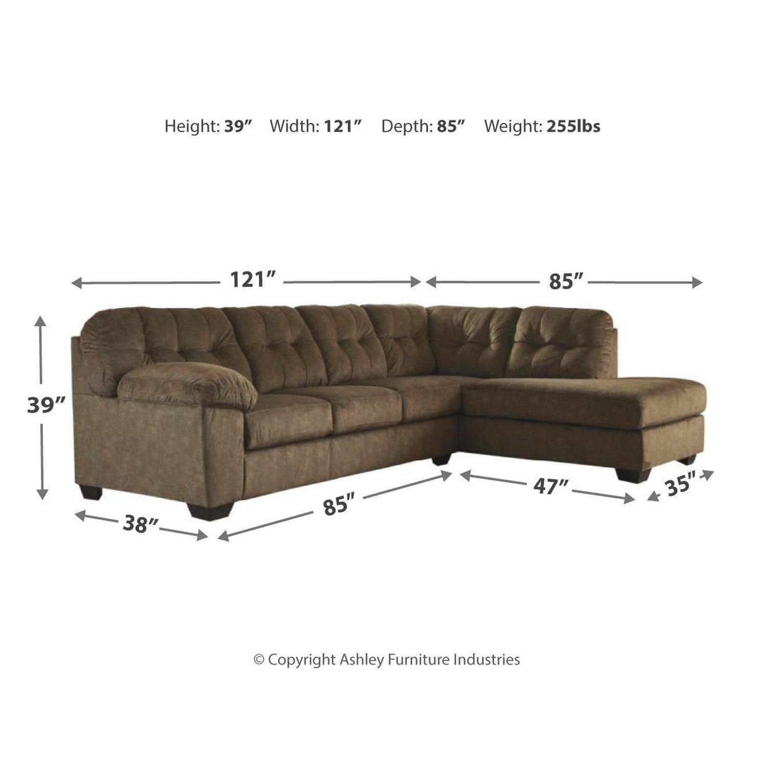 Accrington 2-Piece Sectional with Chaise - Ash-70508S3 - Underkut
