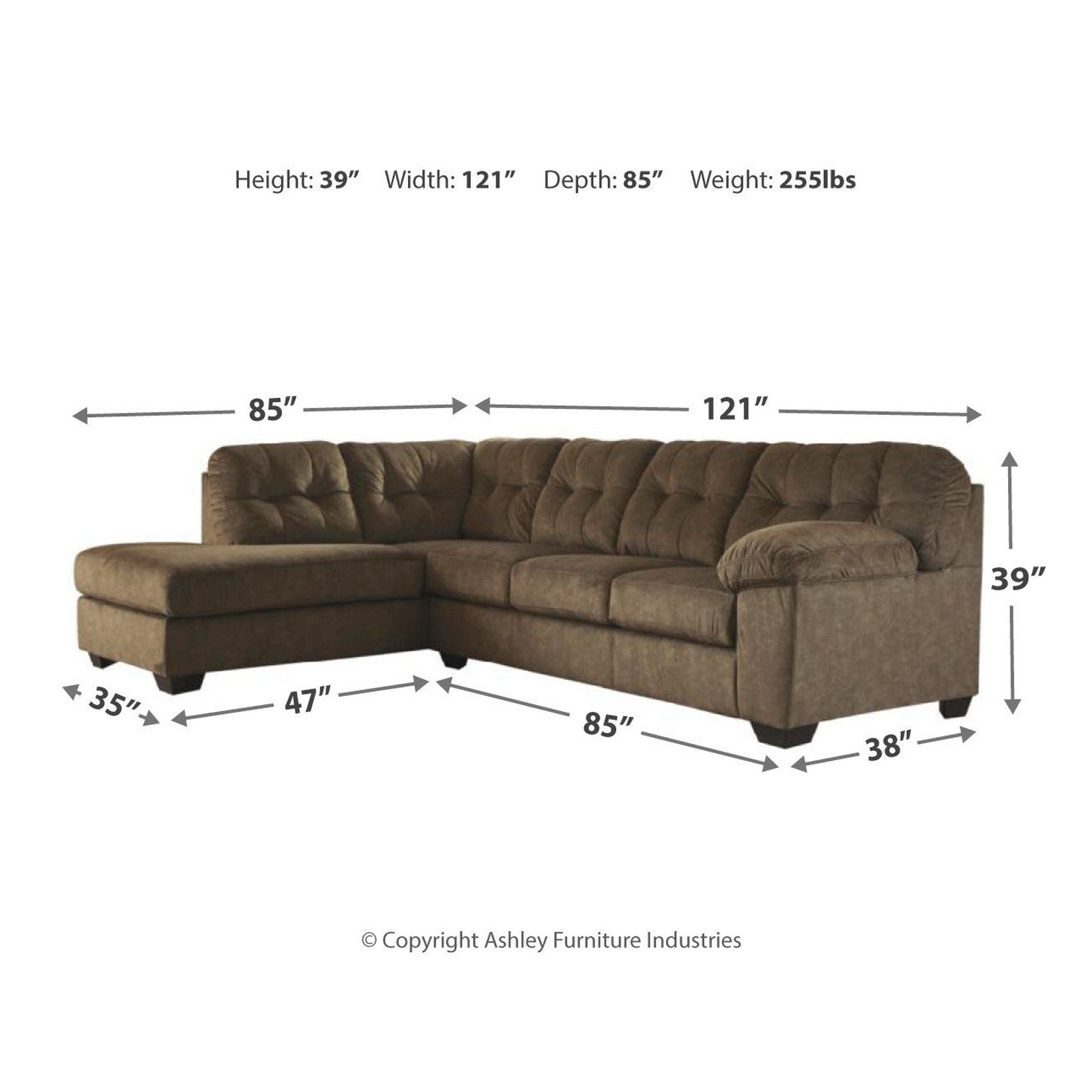 Accrington 2-Piece Sectional with Chaise - Ash-70508S1 - Underkut