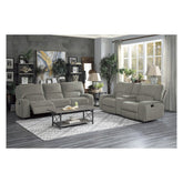 DOUBLE RECLINING SOFA, MOCHA 100% POLYESTER 9849MC-3