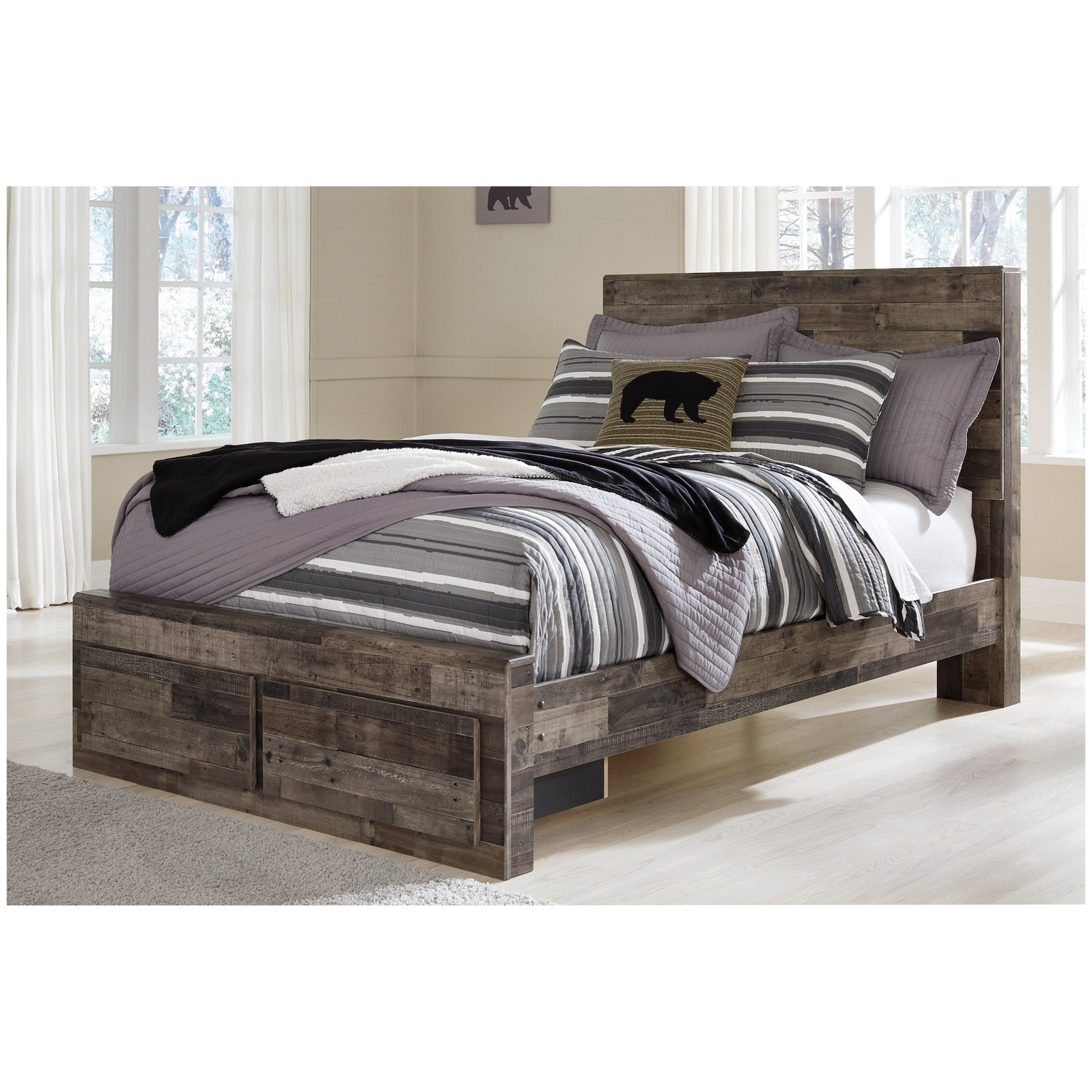 Derekson Panel Bed with 2 Storage Drawers