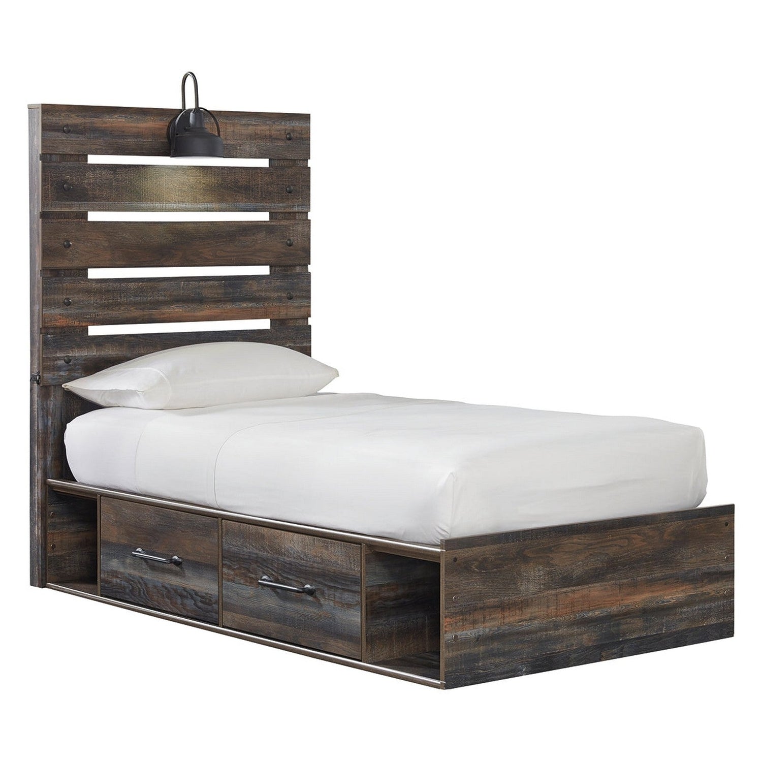 Drystan Panel Bed with 2 Storage Drawers Ash-B211B8