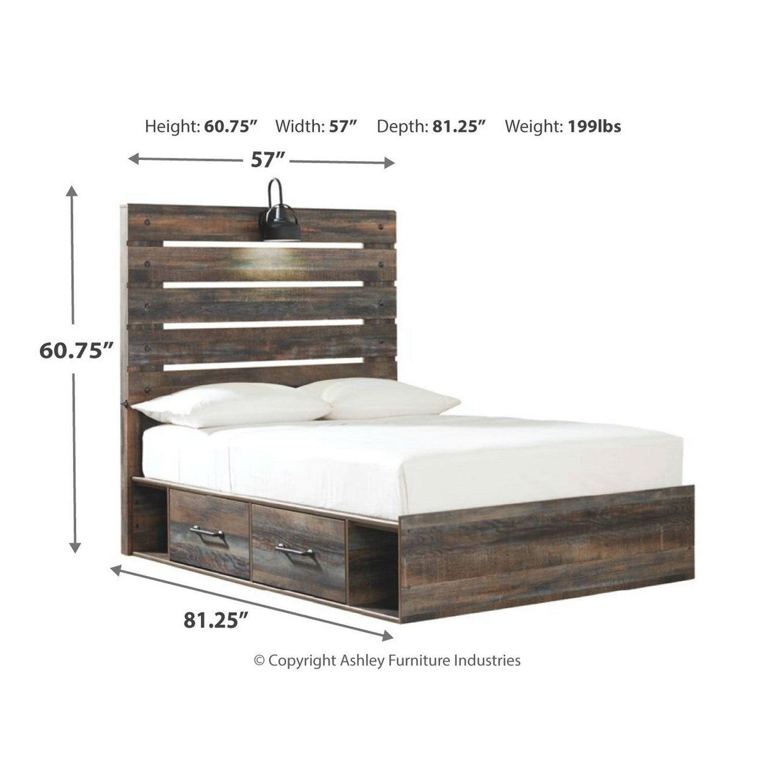 Drystan Panel Bed with 2 Storage Drawers