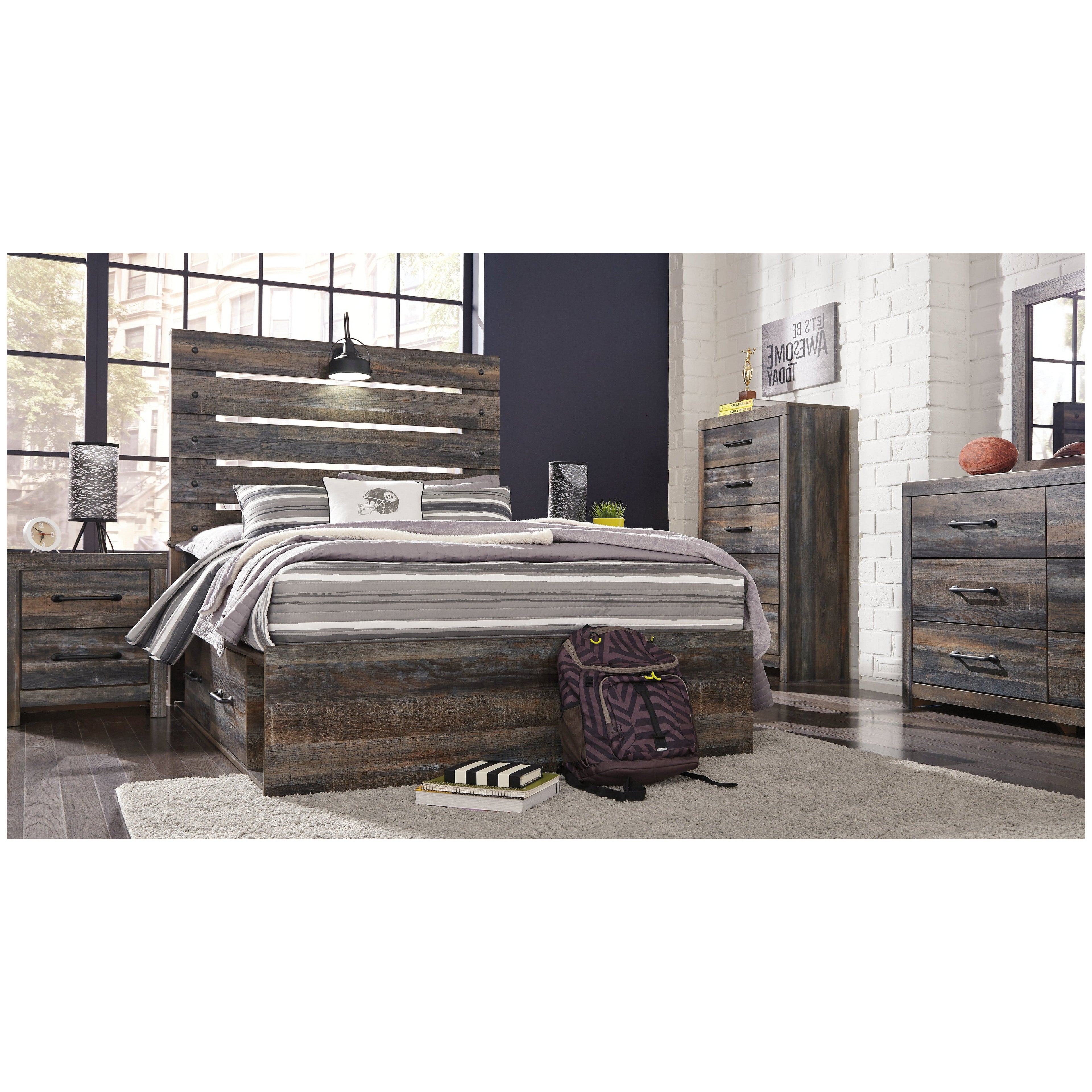 Drystan Panel Bed with 2 Storage Drawers