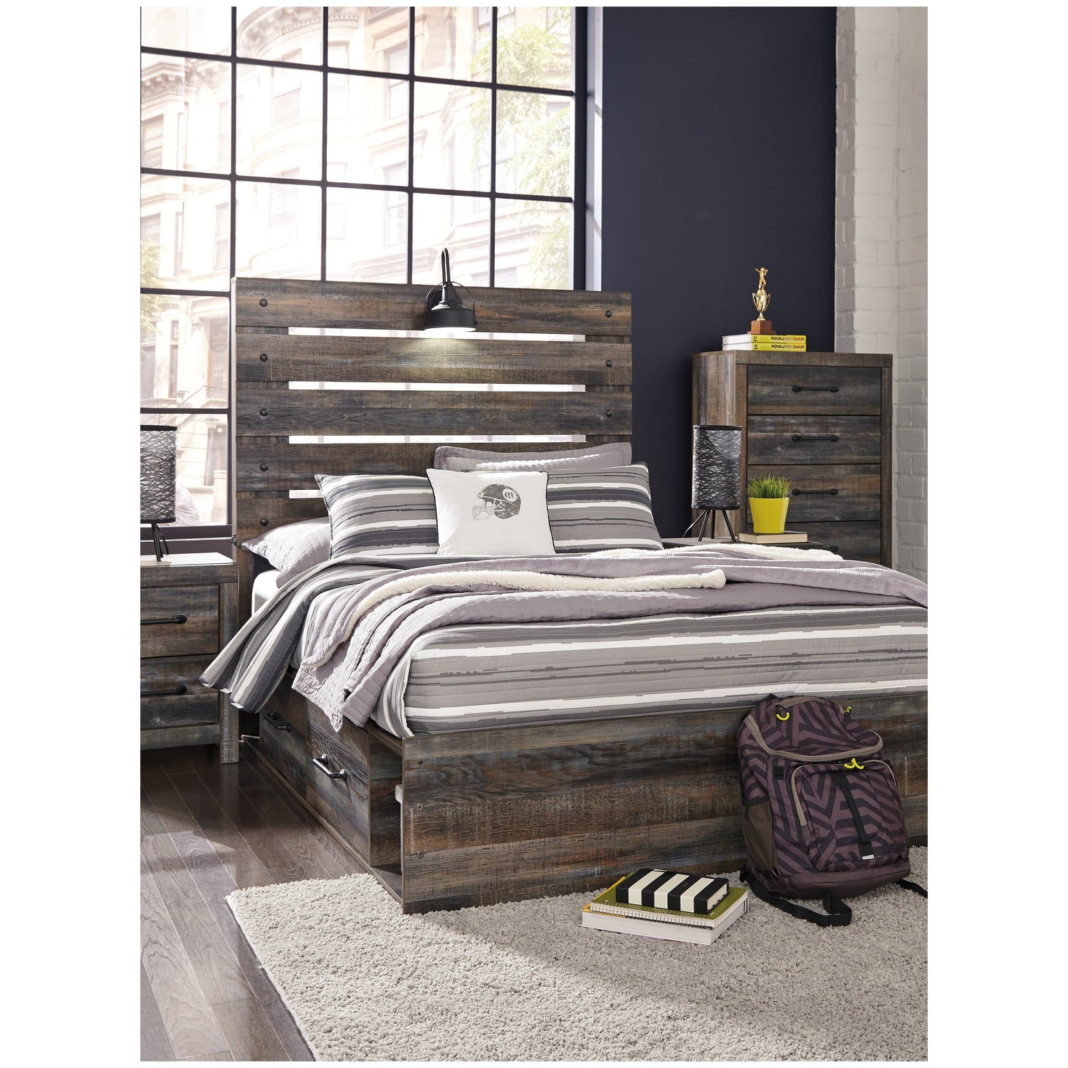 Drystan Panel Bed with 2 Storage Drawers