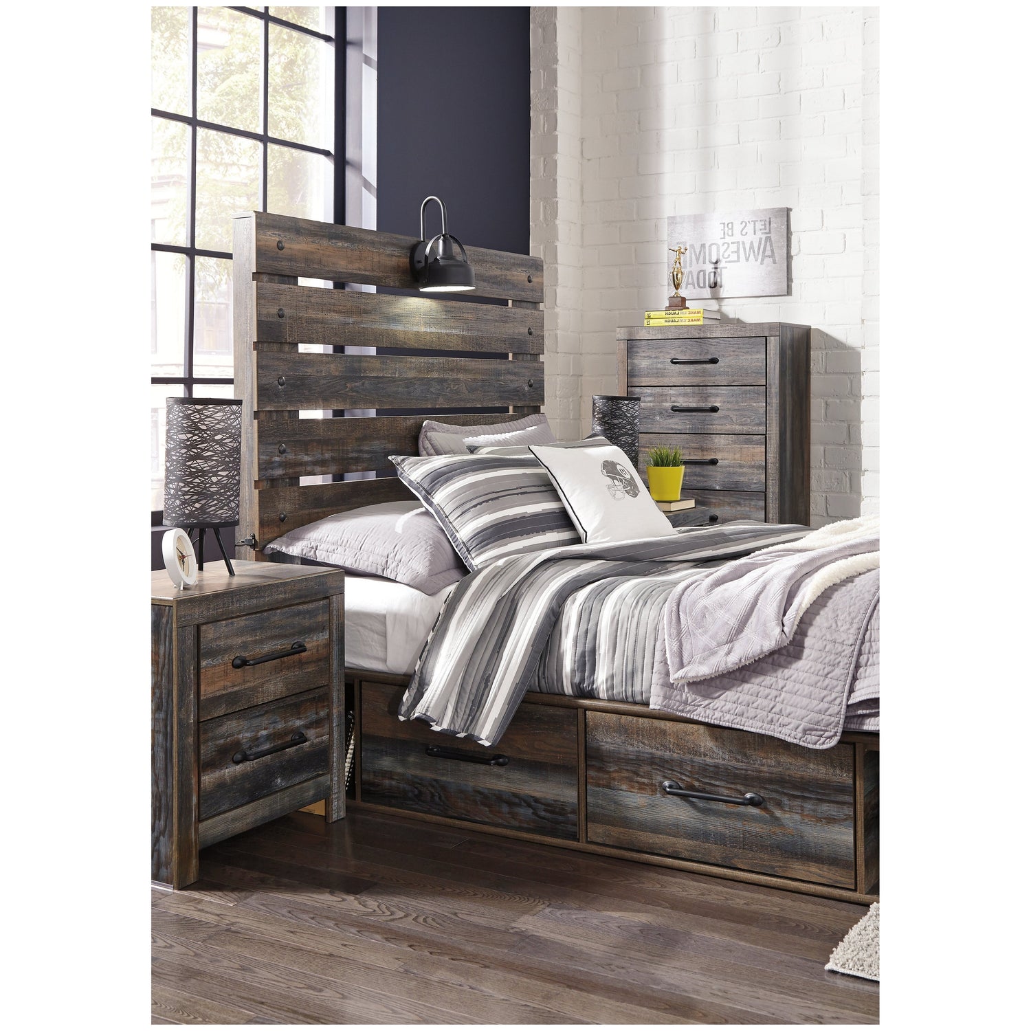 Drystan Panel Bed with 2 Storage Drawers