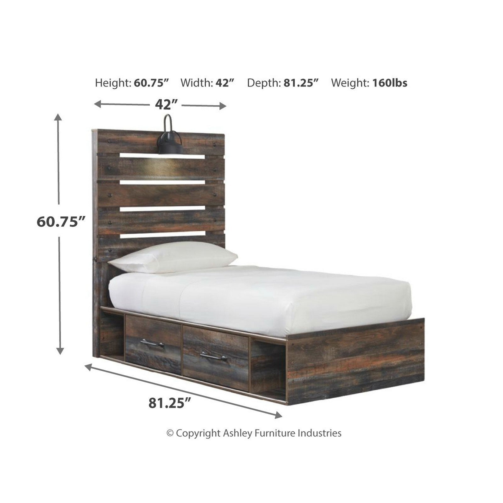 Drystan Panel Bed with 2 Storage Drawers