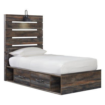 Drystan Panel Bed with 4 Storage Drawers Ash-B211B11