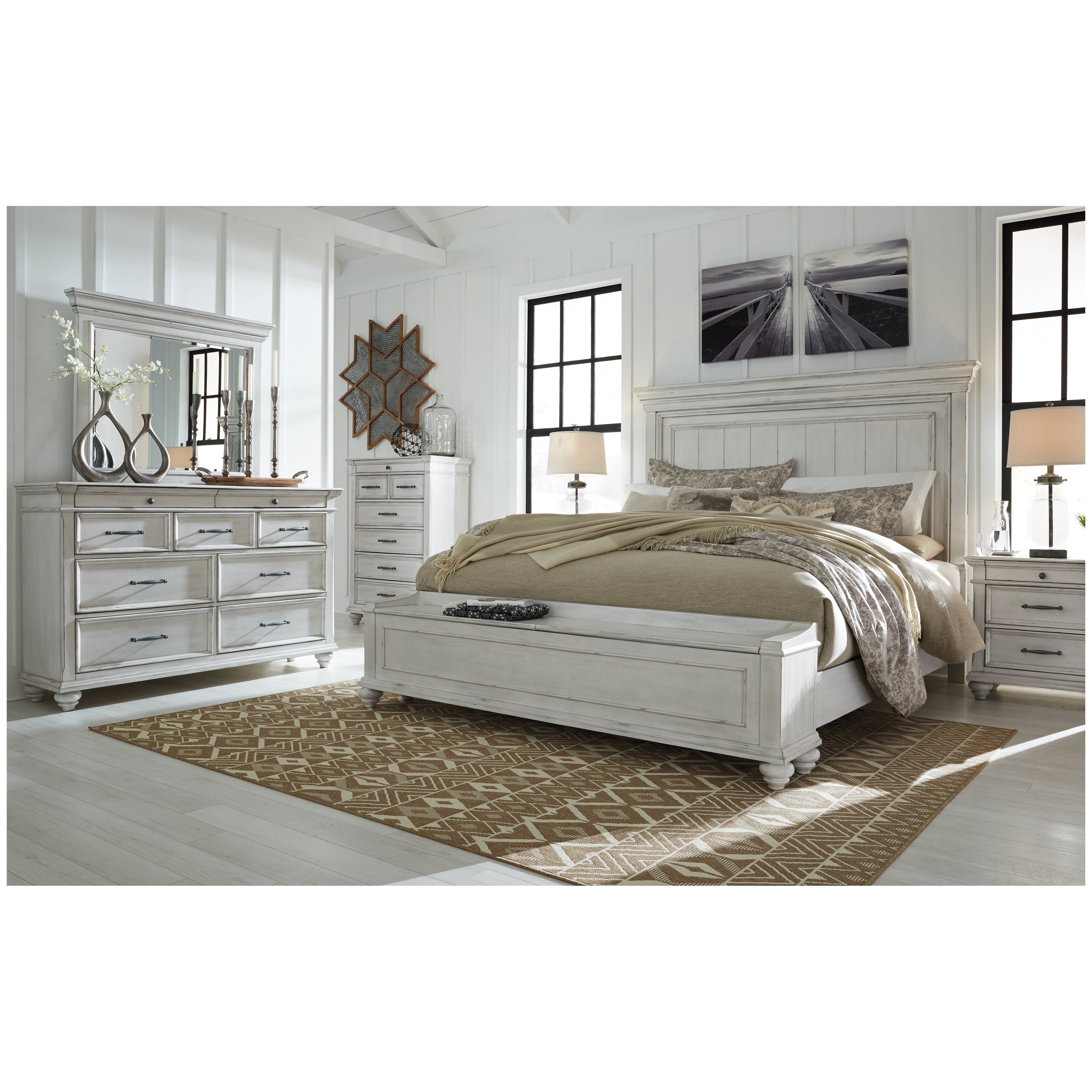 Kanwyn Panel Bed with Storage Bench