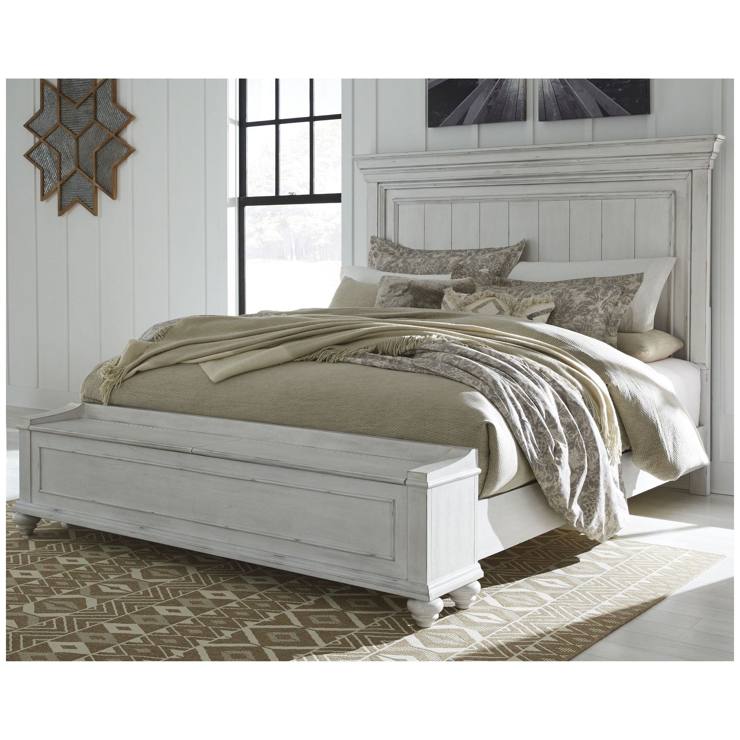 Kanwyn Panel Bed with Storage Bench