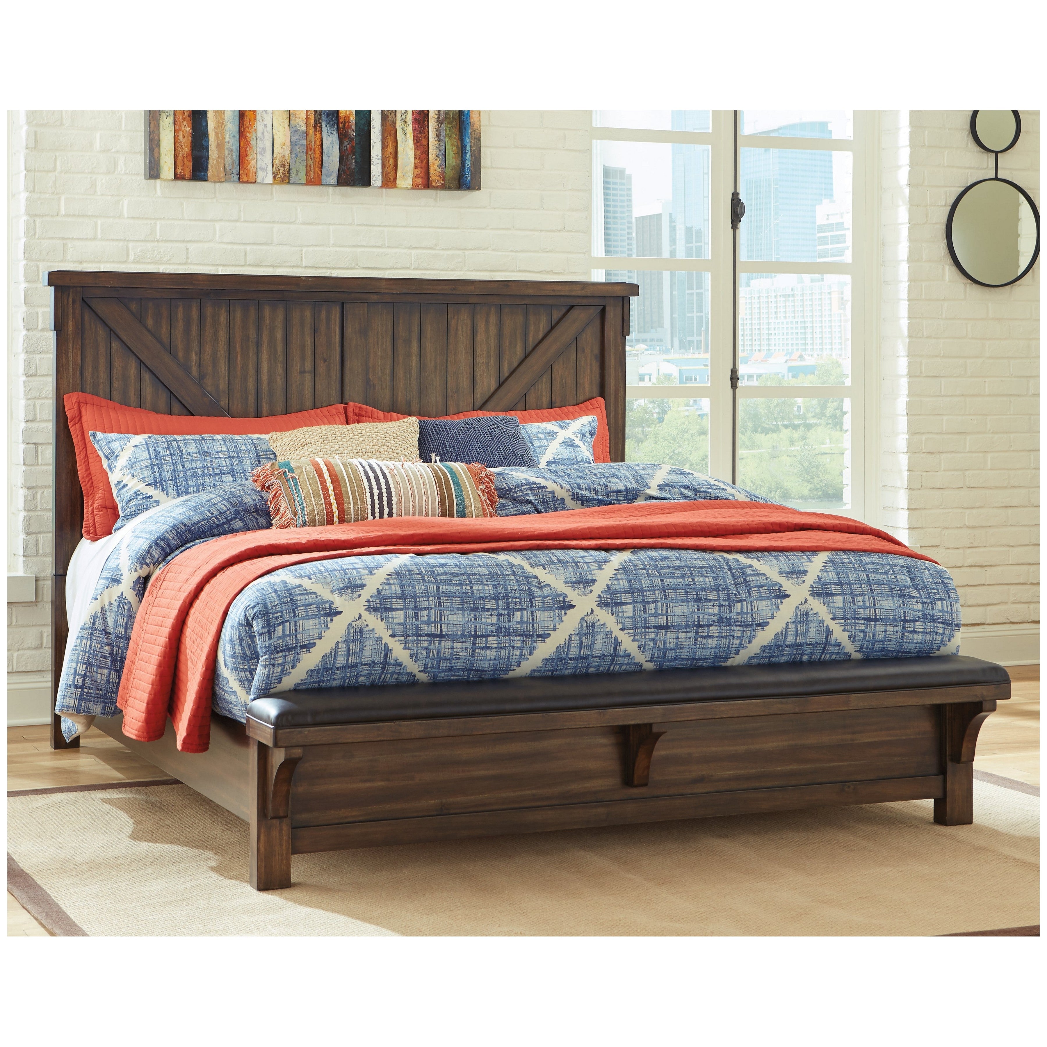 Lakeleigh Panel Bed with Upholstered Bench
