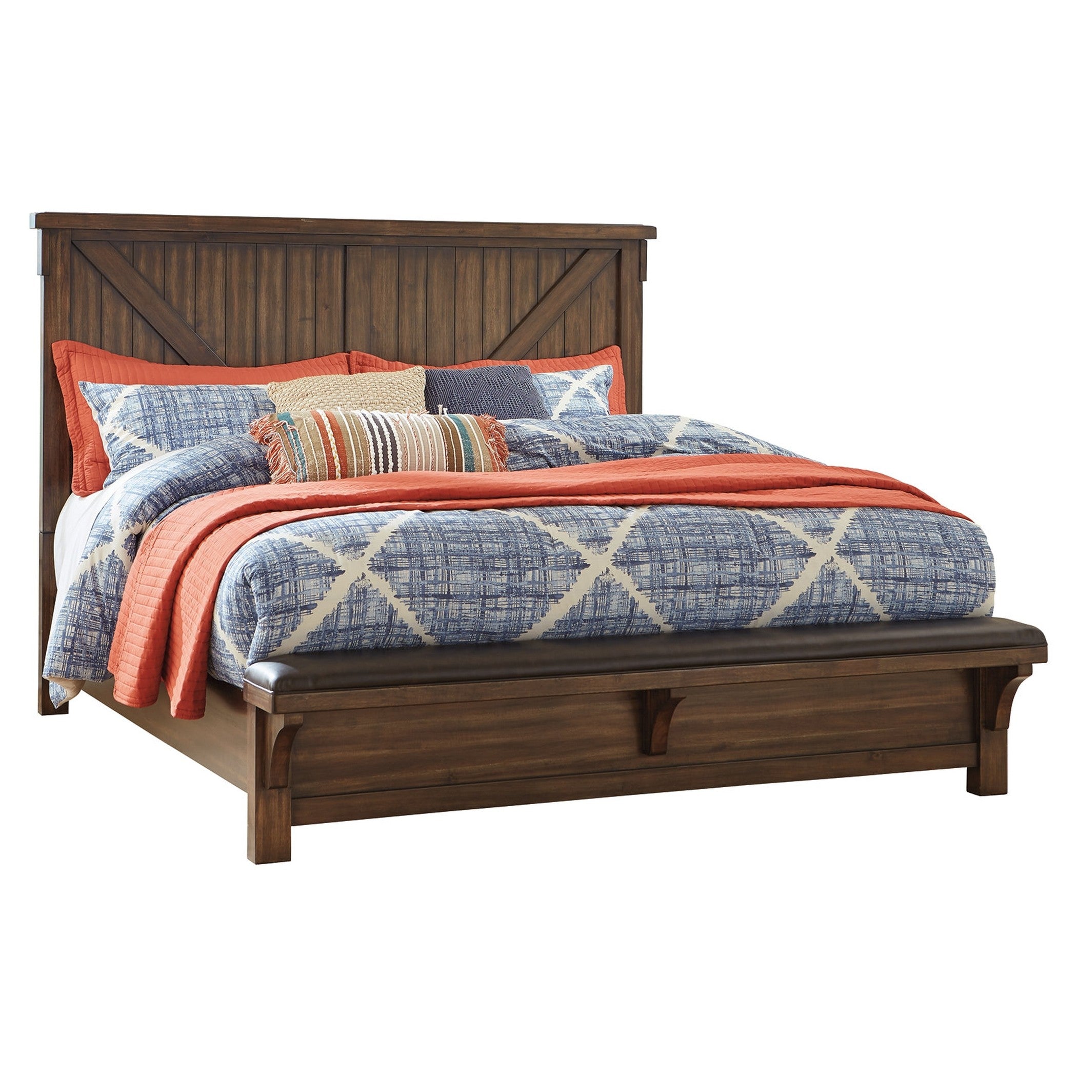 Lakeleigh Panel Bed with Upholstered Bench
