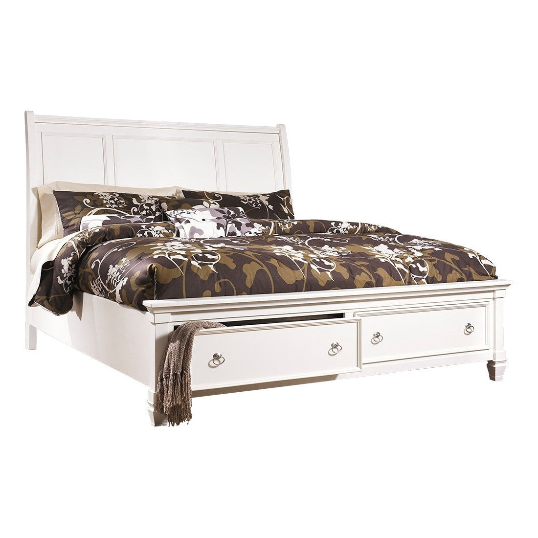 Prentice Sleigh Bed with 2 Storage Drawers Ash-B672B15