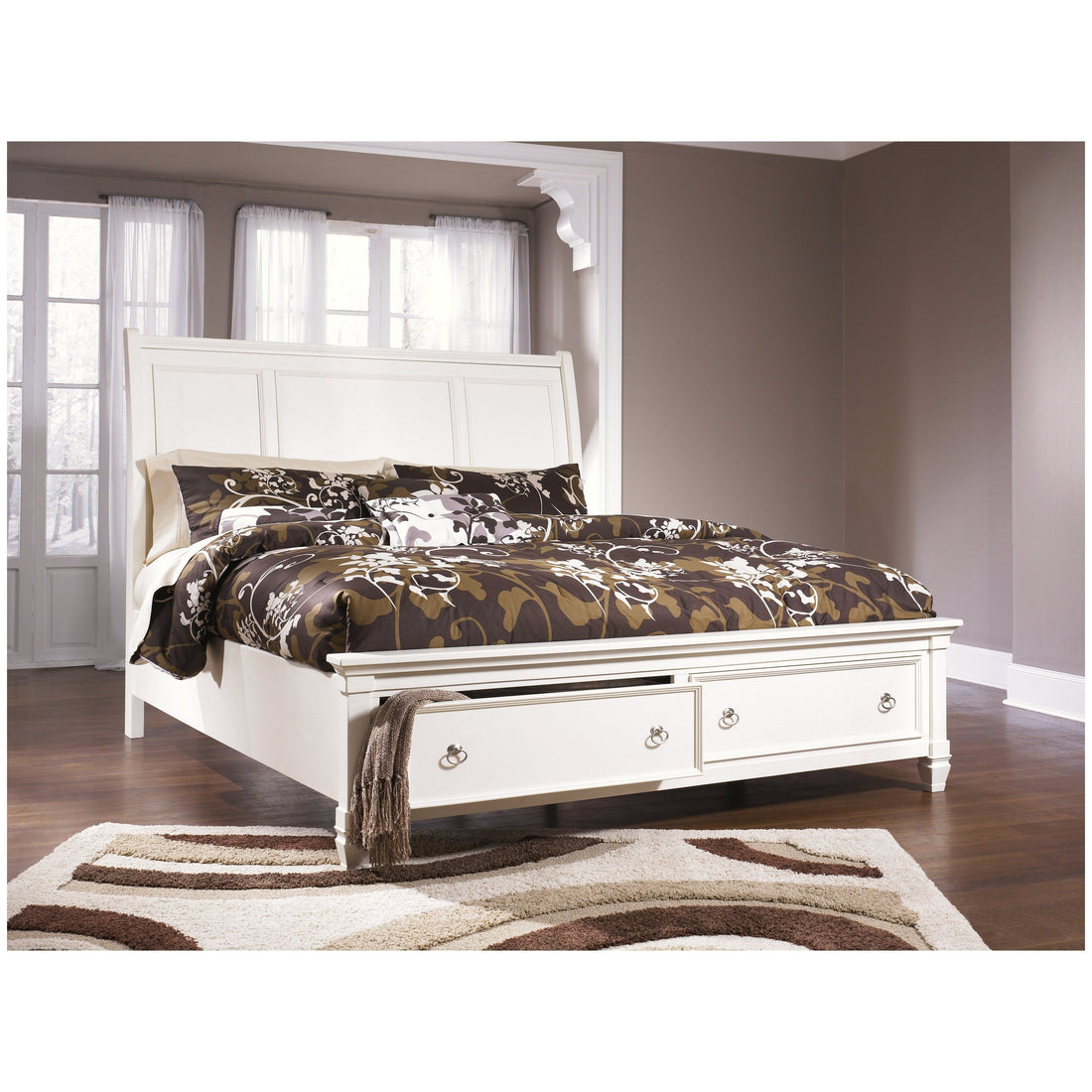 Prentice Sleigh Bed with 2 Storage Drawers