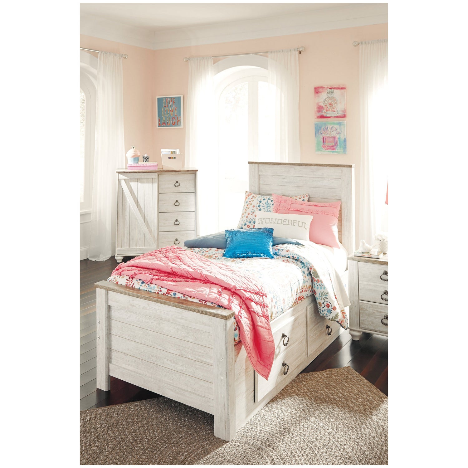 Willowton Panel Bed with 2 Storage Drawers