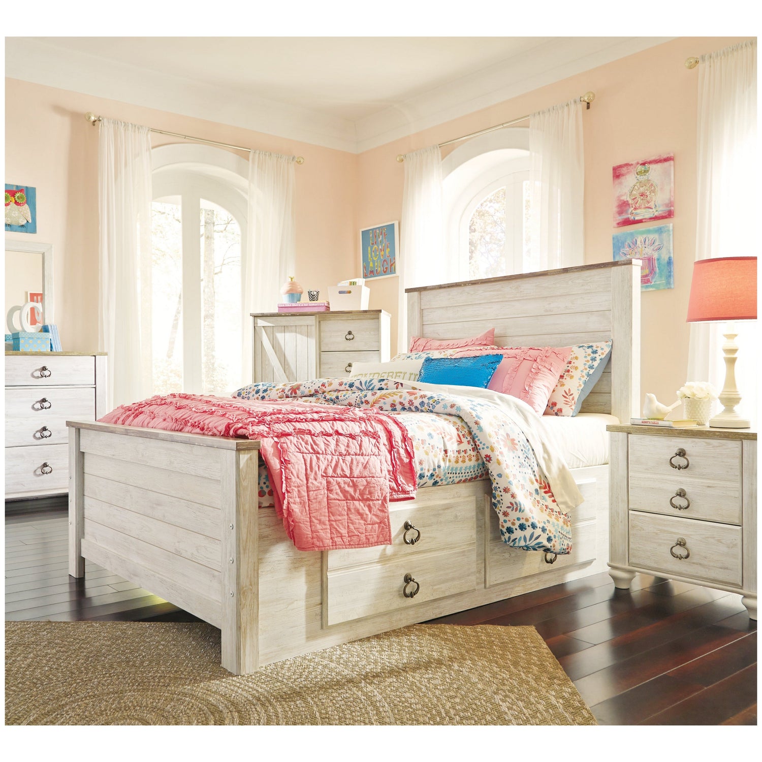 Willowton Panel Bed with 2 Storage Drawers